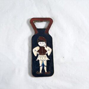 Vintage Bottle Opener, Brass Enameled Bottle Opener from Greece